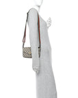 GG Supreme Monogram Textured Dollar Calfskin Web Mini Ophidia Envelope Shoulder Bag Beige Ebony New Acero