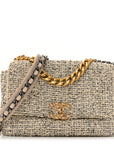 Tweed Quilted Medium CHNL 19 Flap Ecru Black