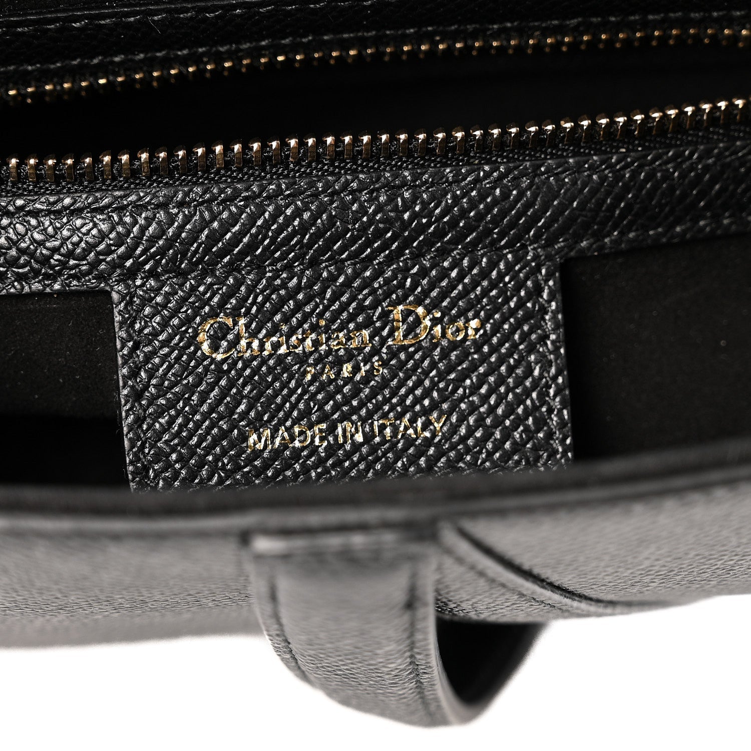 Grained Calfskin Saddle Bag With Strap Black