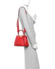 Vitello Seta Canvas FF Embroidered Peekaboo Iconic Satchel Rosso Cardinale Multicolor