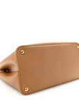 Saffiano Cuir Medium Double Bag Caramel Fuoco