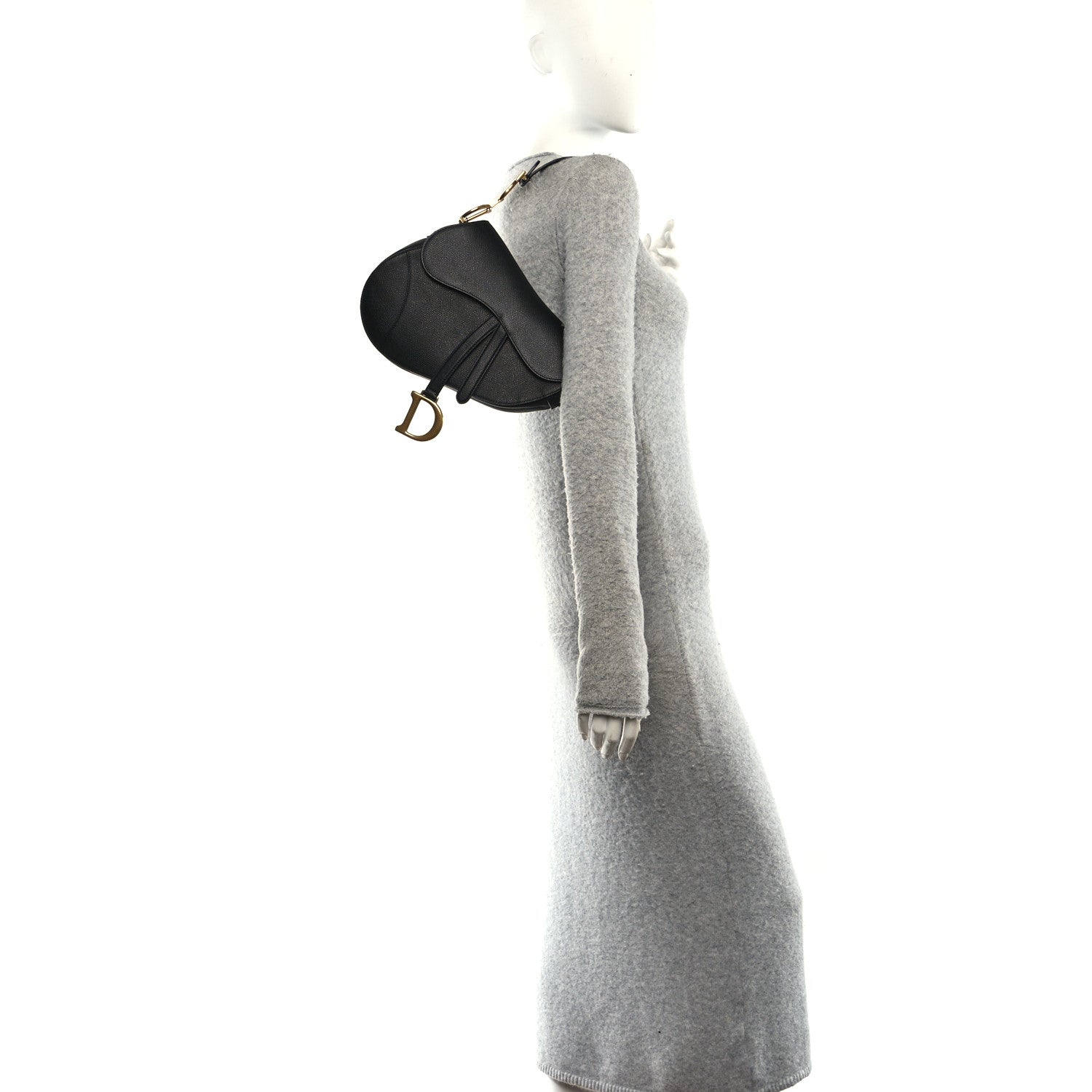 Grained Calfskin Saddle Bag Black