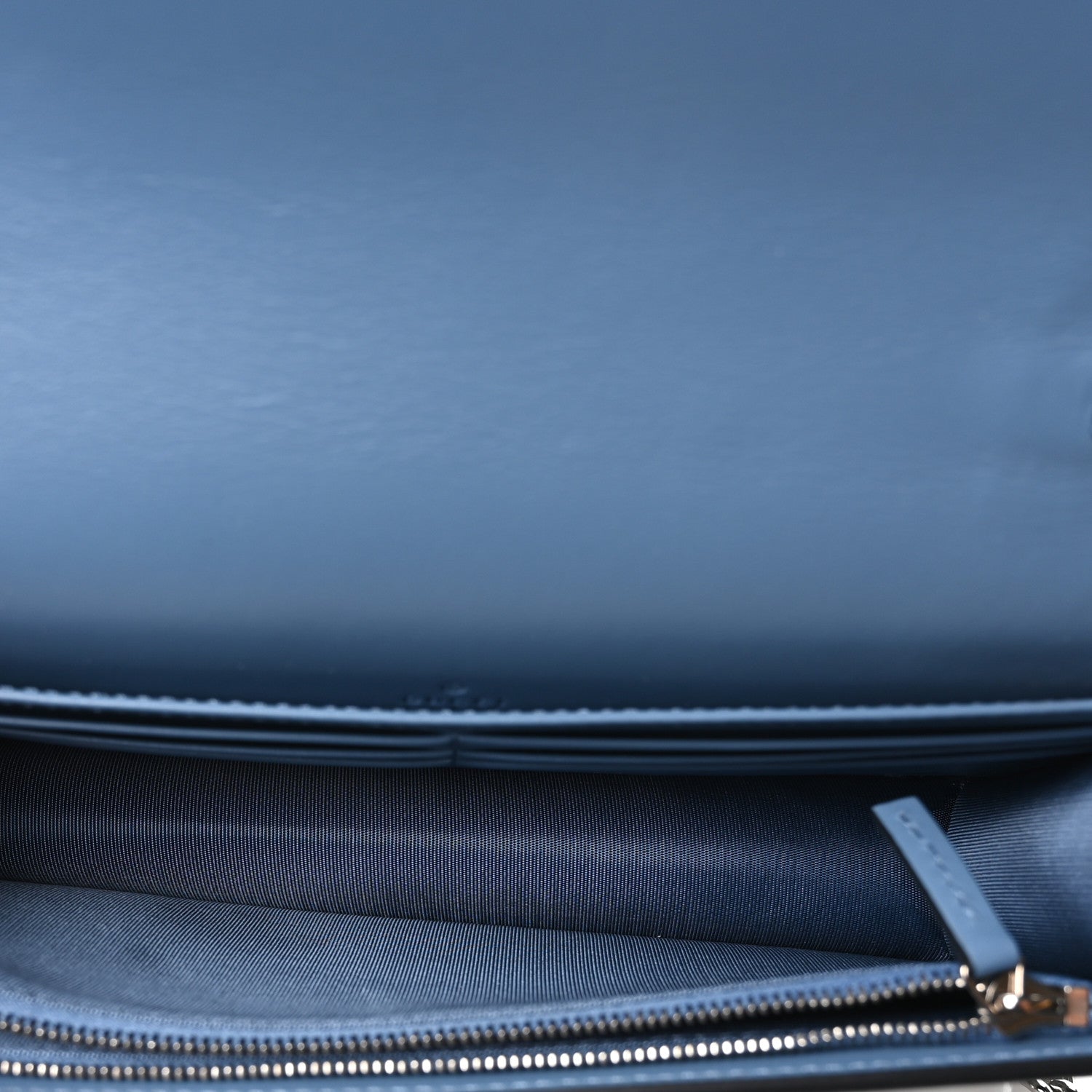 Textured Patent Bi-color GG Marmont Wallet on Chain  Silver Blue