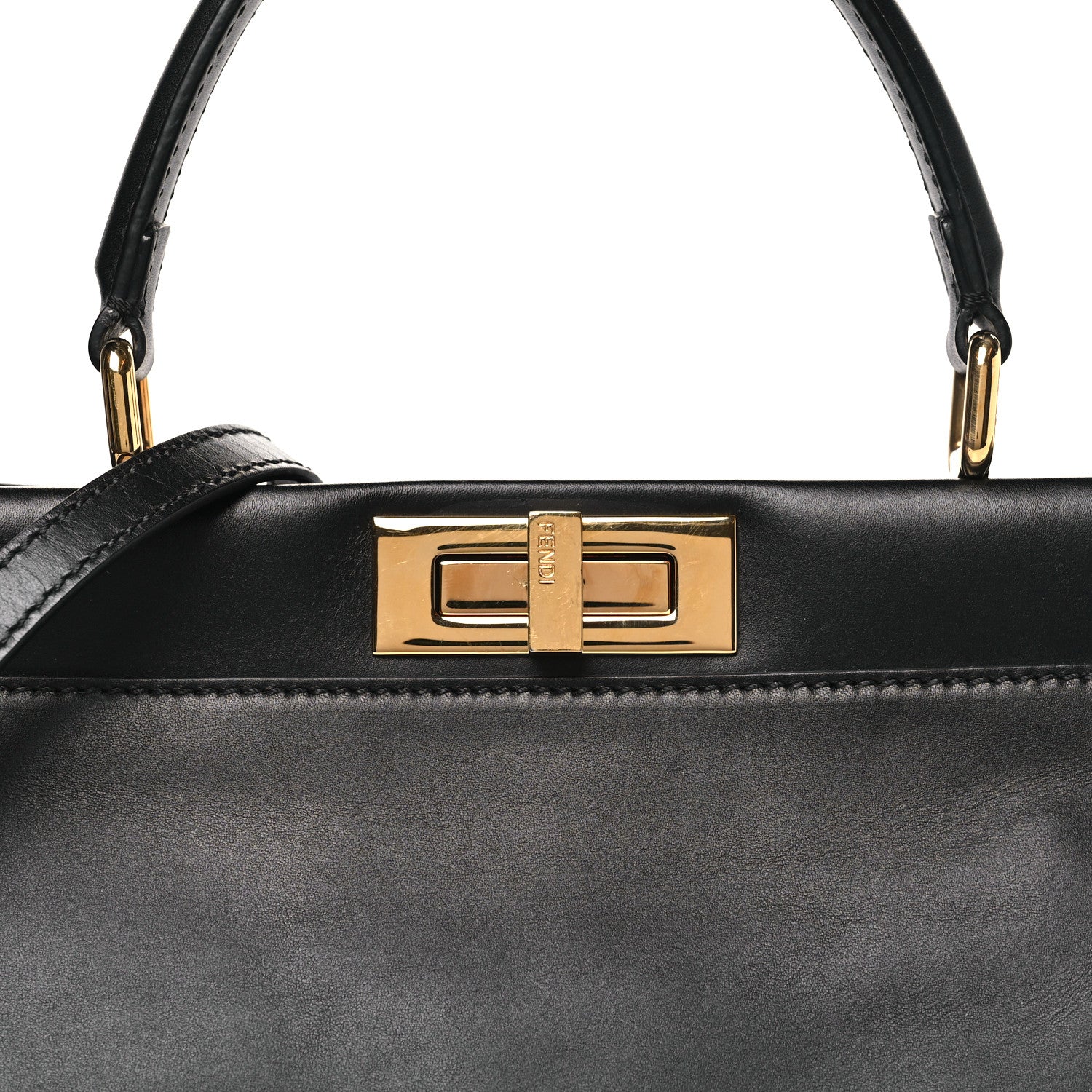 Vitello Morgan Shiny Nappa Medium Peekaboo Iconic Satchel Black Rosa Plaster