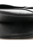 Grained Calfskin Mini Saddle Bag With Strap Black