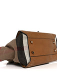 Mega Check Grained Calfskin Medium Harcourt Satchel Saddle Brown