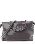 Sequin Medium Donut Chain Flamenco Knot Clutch Grey