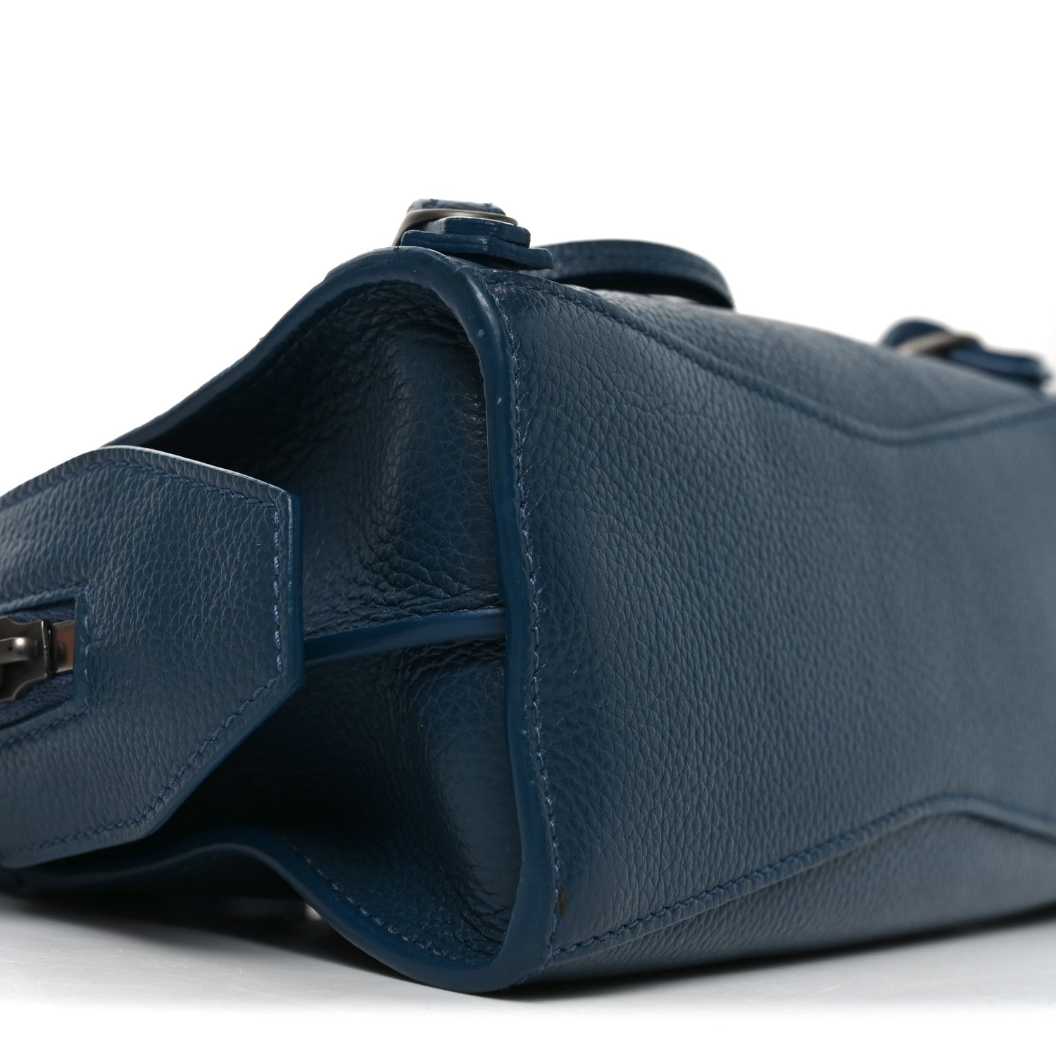 Grained Calfskin Neo Classic Silver Hardware Mini City Petrol Blue