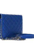 Lambskin Quilted Square Wallet On Chain WOC Blue