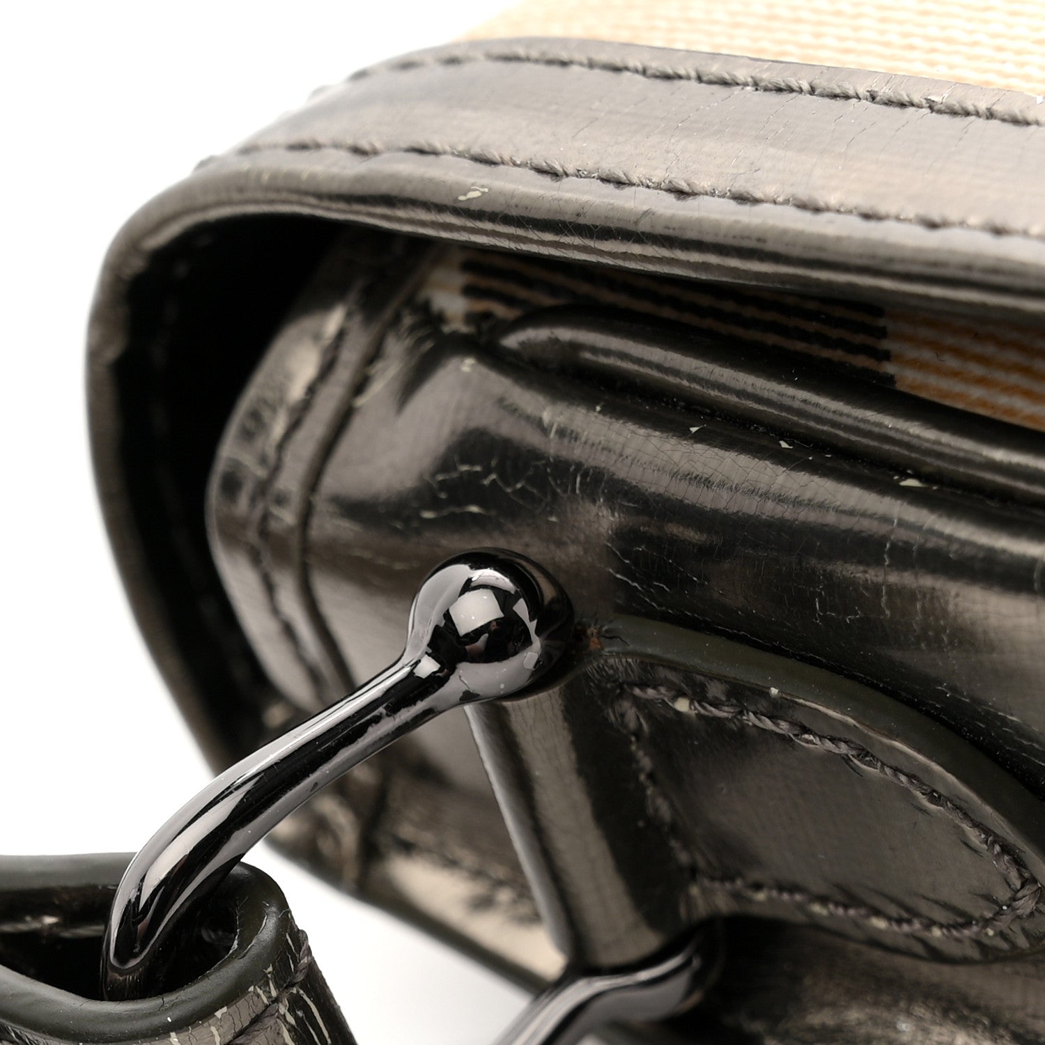 Patent Nova Check Mini Crossbody Bag Pewter