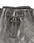 Metallic Caviar Quilted Small CHNL 25 Handbag Anthracite