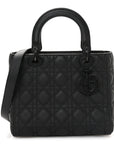 Ultra Matte Calfskin Cannage Medium Lady D1OR Black