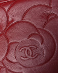 Lambskin Camellia Embossed Wallet on Chain WOC Red