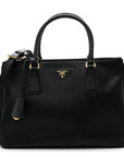 Saffiano Small Galleria Double Zip Tote Black