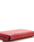 Nappa Intrecciato Zip Around Wallet Red