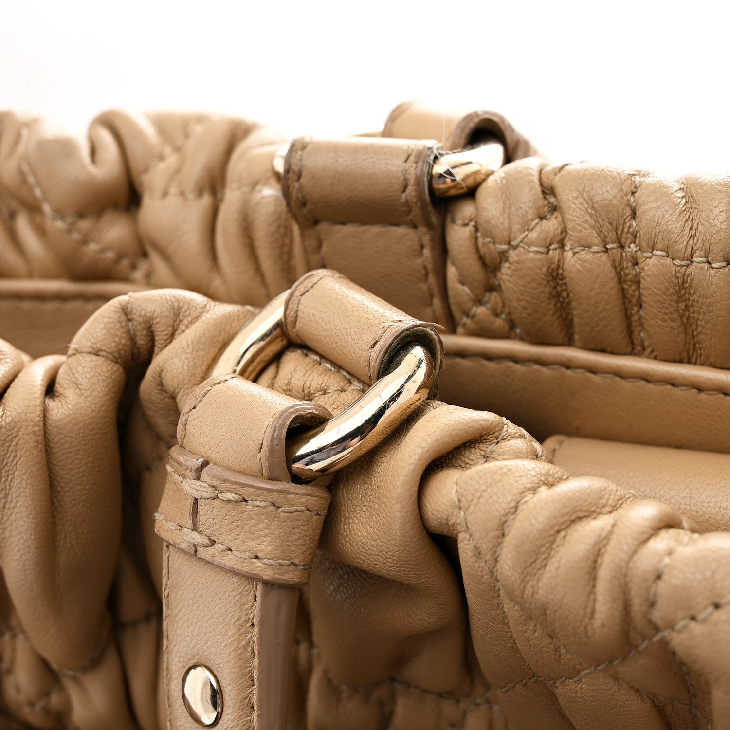 Gaufre Lambskin Cannage Delices Tote Beige