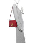 Box Calfskin Medium Classic Box Flap Bag Red