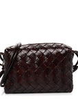 Polished Nappa Intrecciato Knot Mini Loop Camera Bag Madder Brown