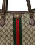 GG Supreme Monogram Medium Ophidia Shopping Tote Brown