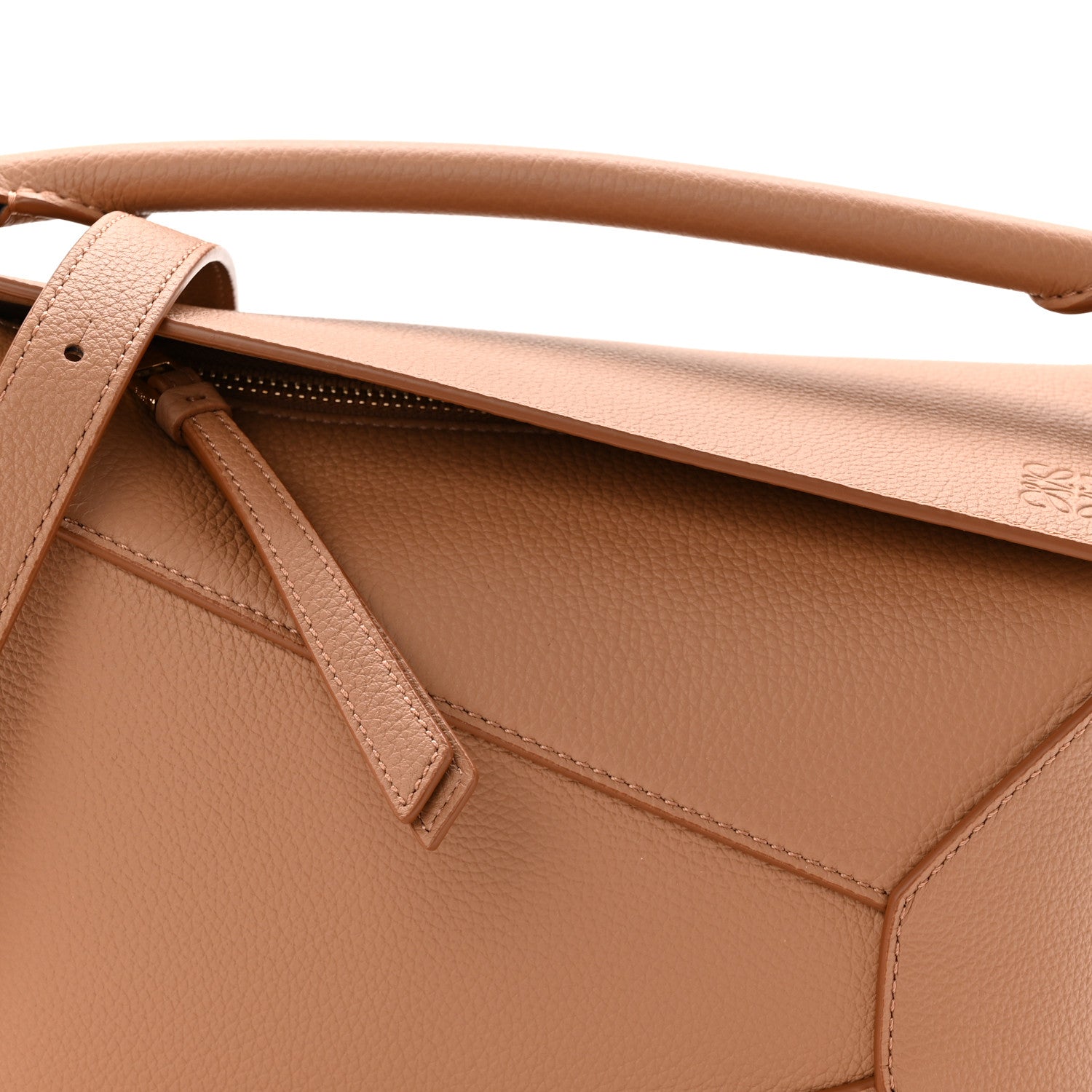 Grained Calfskin Small Puzzle Edge Bag Toffee