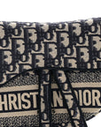 Oblique Embroidered Saddle Bag Blue