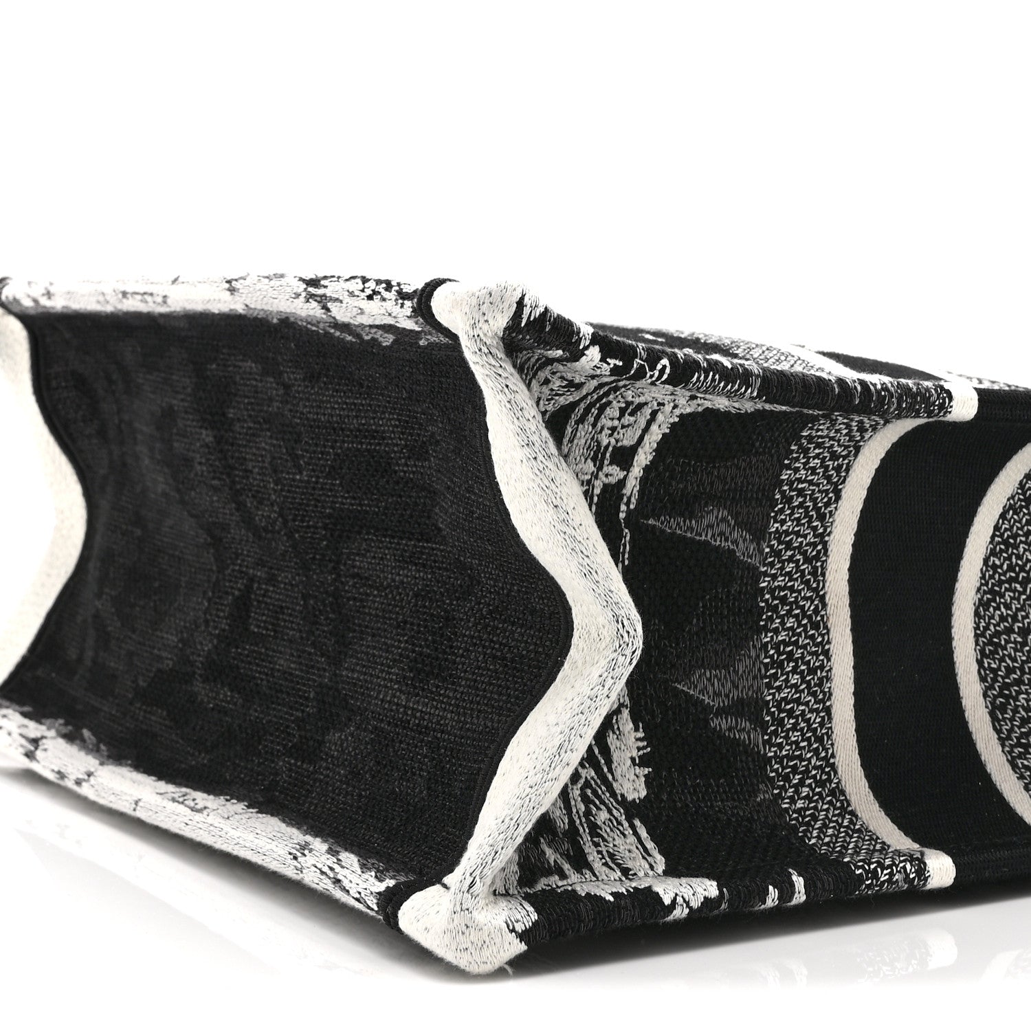 Canvas Embroidered Medium Paris Book Tote Black White
