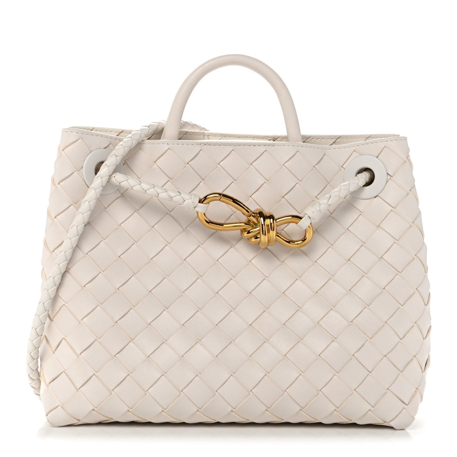 Nappa Intrecciato Small Andiamo Shoulder Bag White