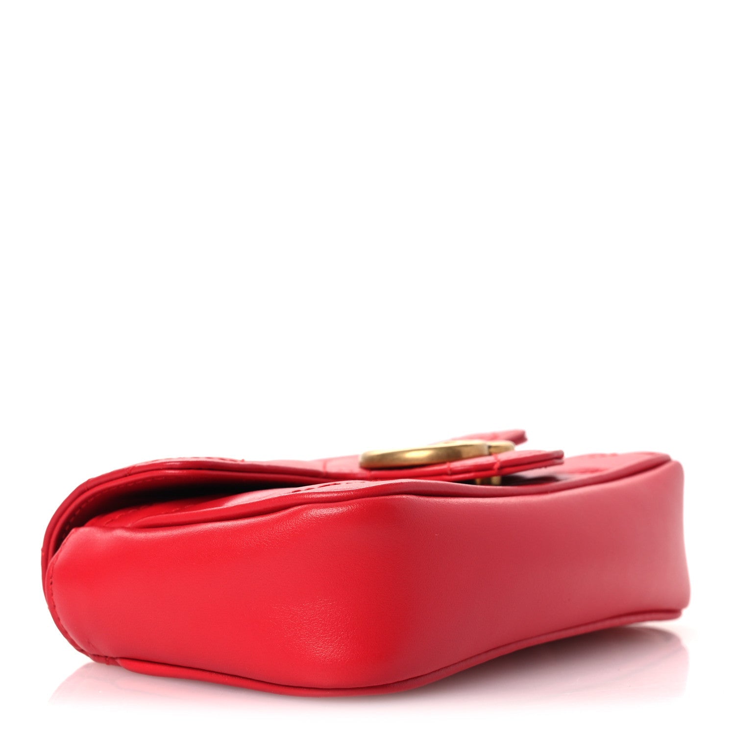 Calfskin Matelasse Super Mini GG Marmont Shoulder Bag Hibiscus Red