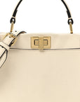 Vitello Seta Suede FF Mini Peekaboo Iconic Satchel  Uovo Sigaro Marrone