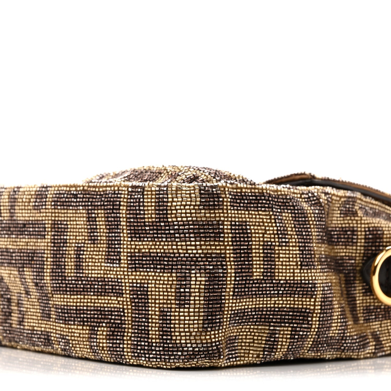 Vitello King Beaded Zucca Baguette Mogano Panna Ebano