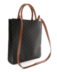 Triomphe Canvas Calfskin Small Vertical Cabas Tan