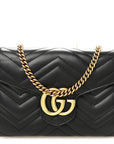Calfskin Matelasse GG Marmont Chain Wallet Black