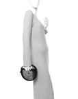 Mesh Shiny Lambskin Pouch Hobo Black