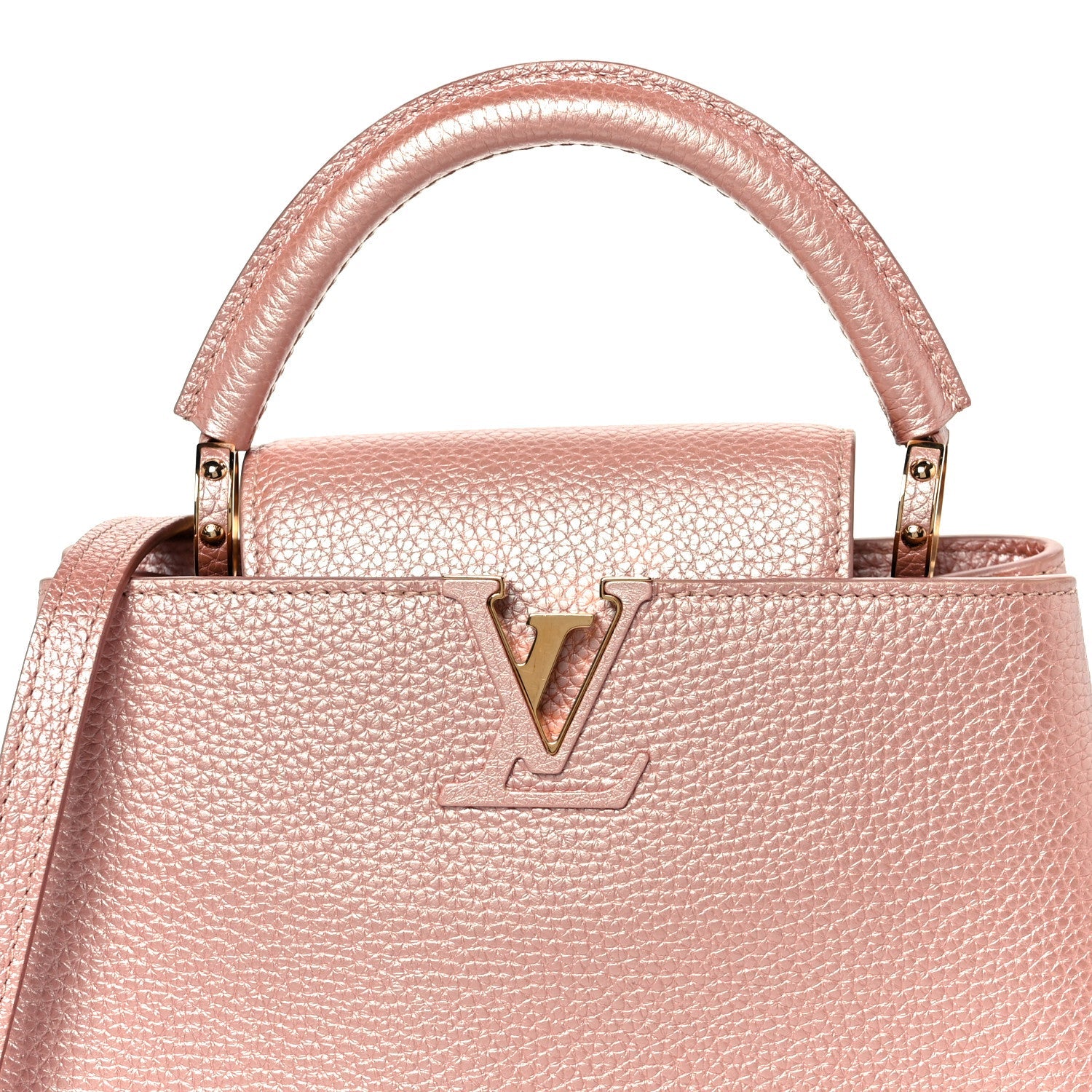 Metallic Taurillon Capucines BB Pearly Pink