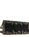Canvas Embroidered Large Ornamental Cornely Book Tote Black Beige