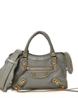 Chevre Gold Metallic Edge Hardware Mini City Gris Taupe