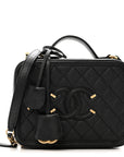Caviar Quilted Medium CC Filigree Vanity Case Black