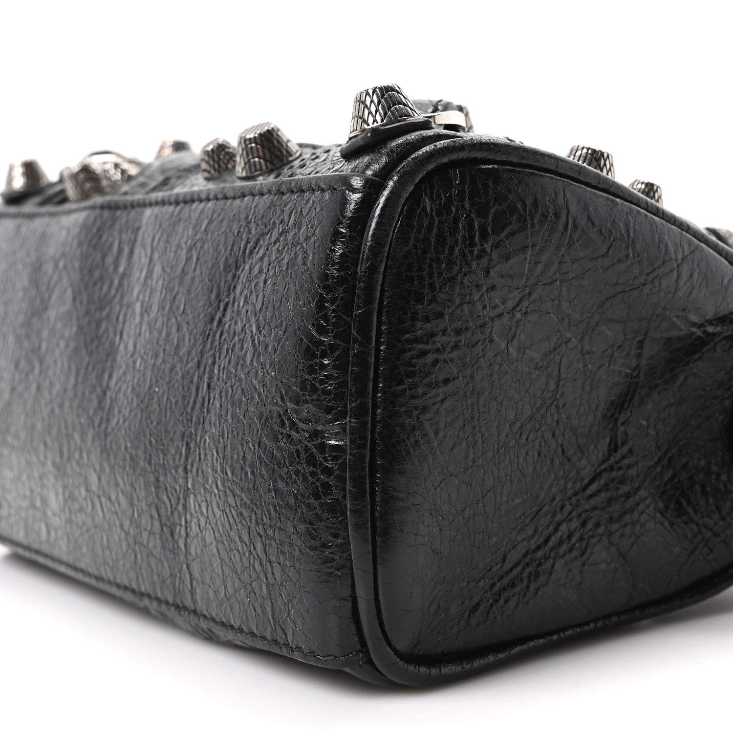 Agneau Arena Crystal Neo Nano Cagole Handbag Black
