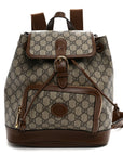 GG Supreme Monogram Azalea Calfskin Retro Interlocking G Buckle Backpack Beige Ebony Brown Sugar
