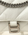 Crushed Calfskin Quilted Small Crush Chain Bag Optic White