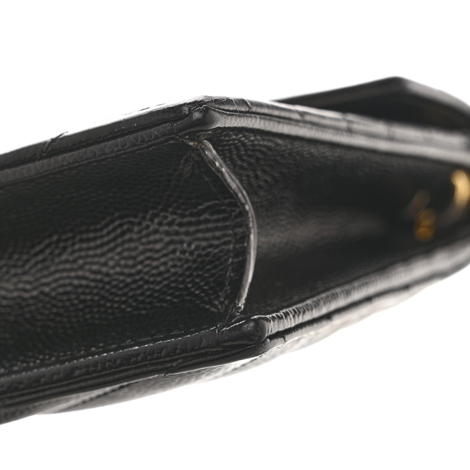 Grain De Poudre Matelasse Chevron Monogram Envelope Chain Wallet Black