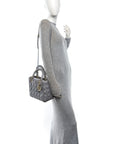 Pearly Lambskin Cannage Medium Lady D1OR Grey