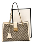 GG Supreme Monogram Medium Padlock Tote White