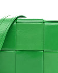 Crinkled Lambskin Maxi Intrecciato Extra Mini Cassette Crossbody Bag Parakeet