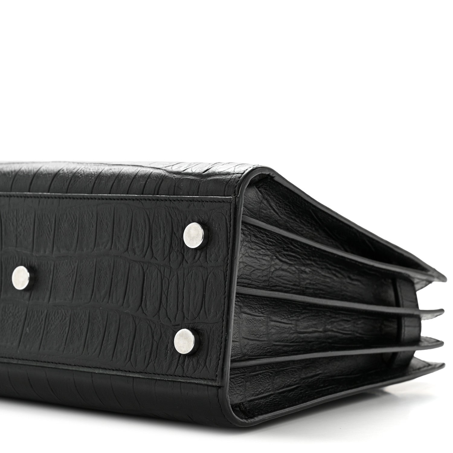 Calfskin Crocodile Embossed Baby Sac De Jour Black