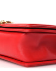 Lambskin Chevron Chain Stitched Medium Boy Flap Red