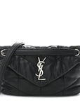 Lambskin Quilted Small Loulou Puffer Monogram Chain Satchel Black