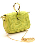 Canvas Vitello King FF Embroidered Nano Maxi Buckle Baguette Charm Wasabi