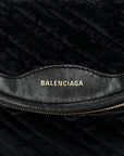 Crushed Velvet Logo Embossed XXS Souvenir Belt Bag Black