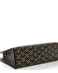 Coated Canvas Calfskin La Greca Signature Tote Bag Black Khaki